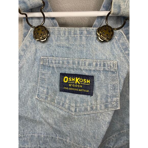 Vintage Osh Kosh B'Gosh Kids 1980s Light Jean Short Overalls Vestbak 24 Months - Picture 4 of 7